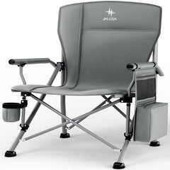 JKLESA XL camping chair front angle shows robust frame and 396lb capacity for reliable all-day seating.
