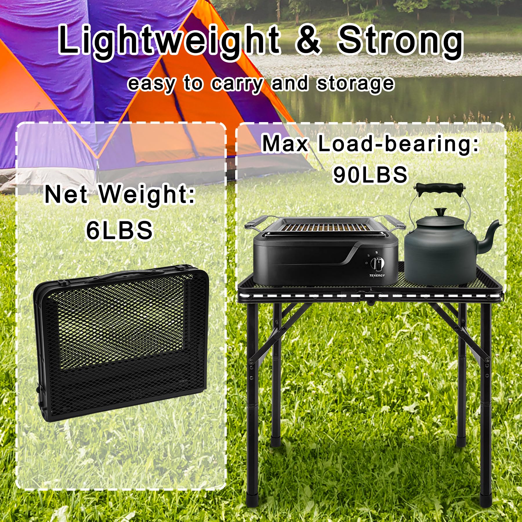 Jkwokback grill table in folded compact form for travel