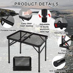 Jkwokback grill table showing security latch for stability