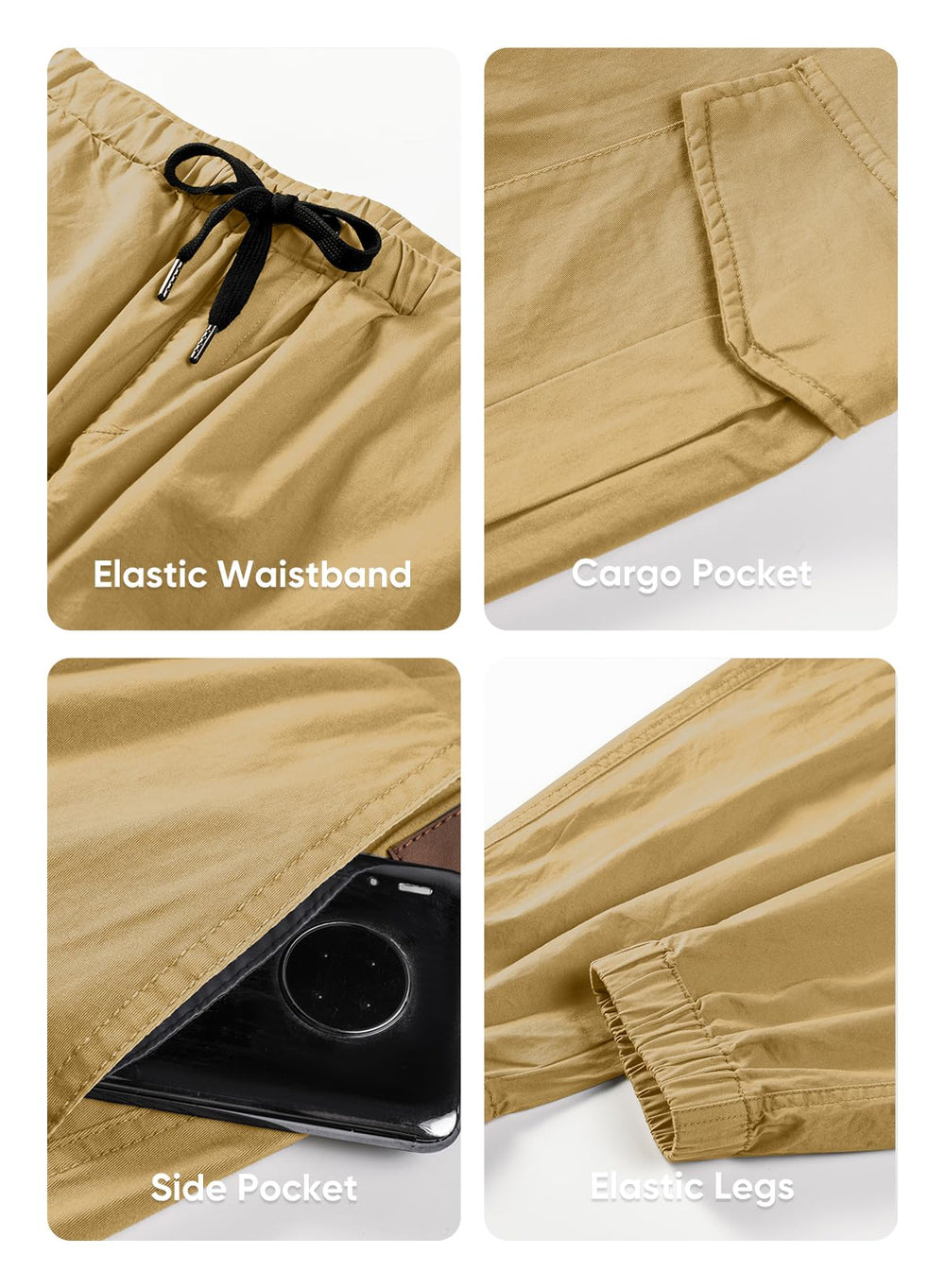 JMIERR men's cargo pants fabric texture showcases breathable stretch twill.