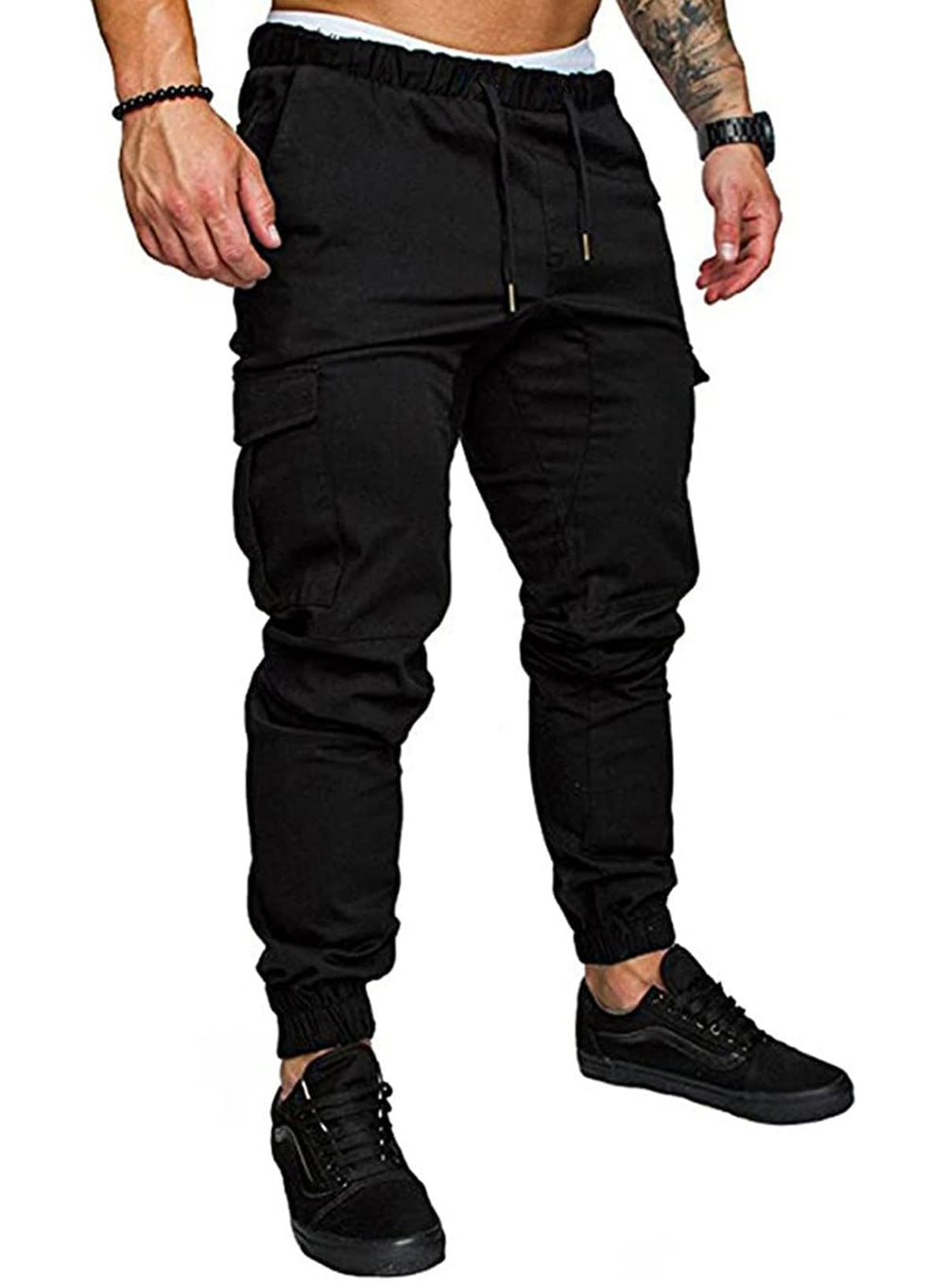 JMIERR men's cargo pants pocket closure shows secure storage for essentials during workouts.