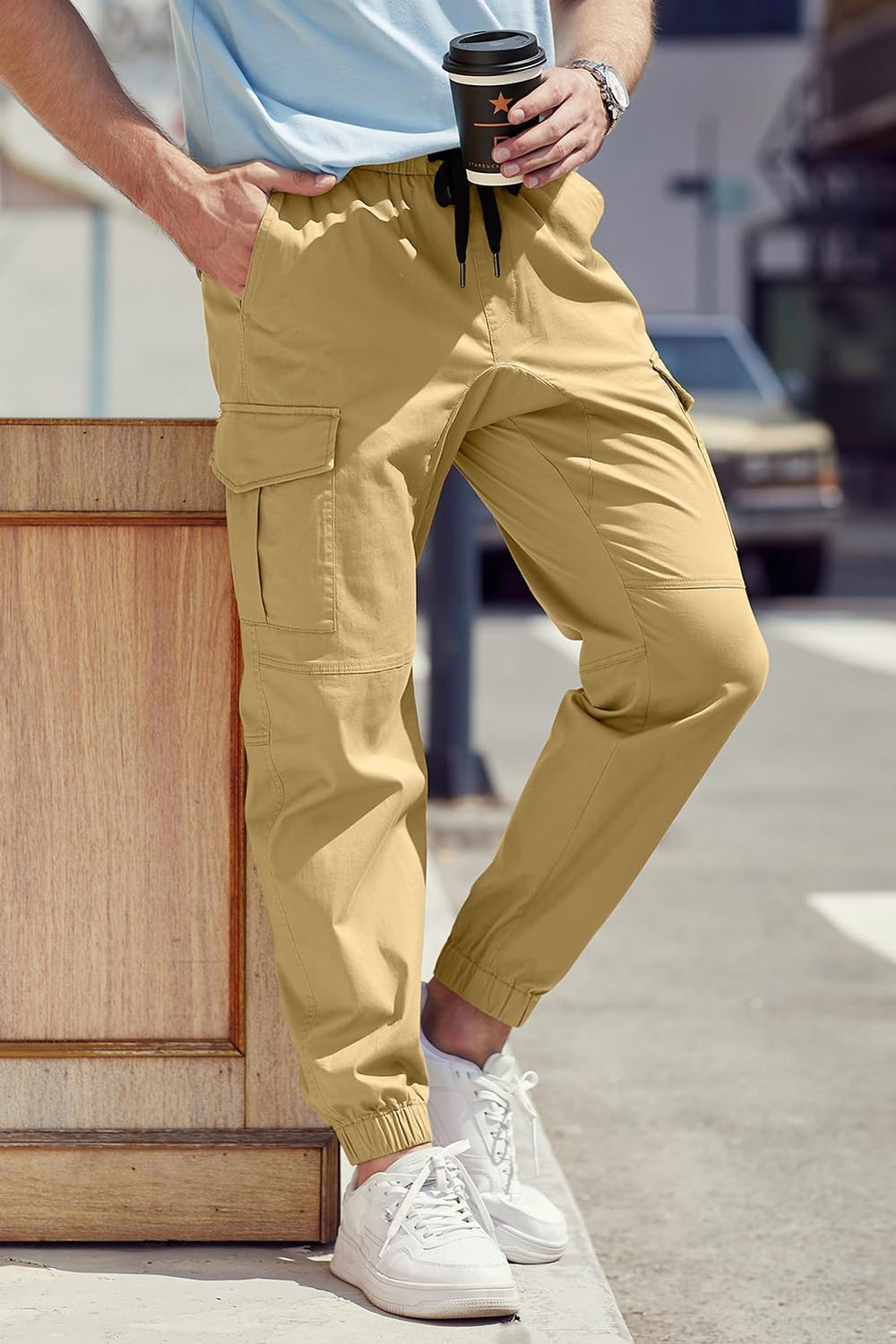 JMIERR men's cargo pants six-pocket layout for versatile storage.