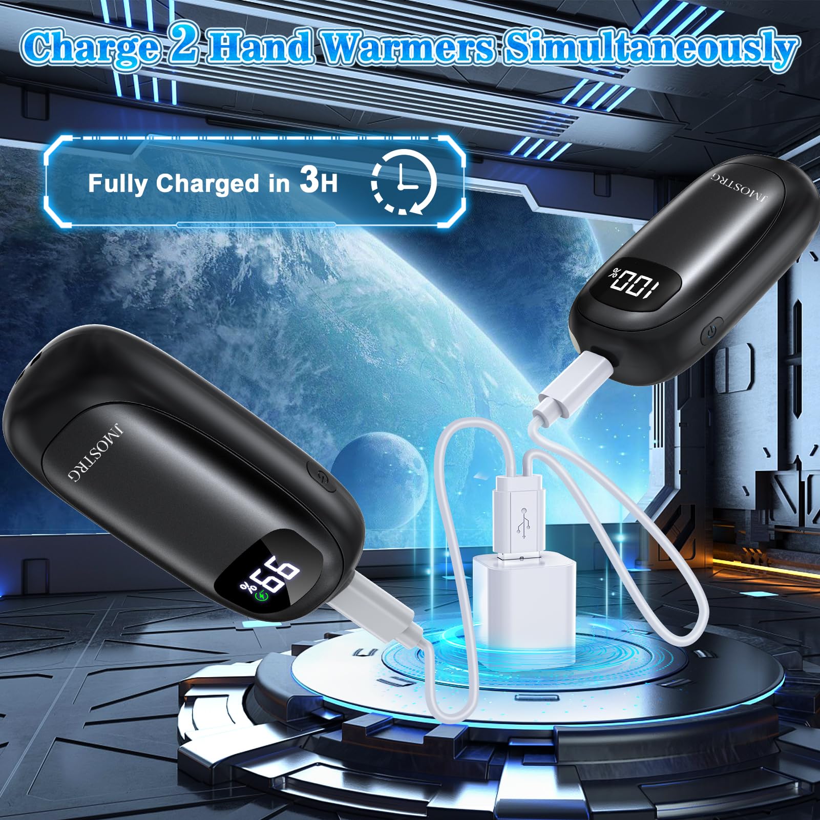 JMOSTRG dual-head USB-C charging cable charges both warmers