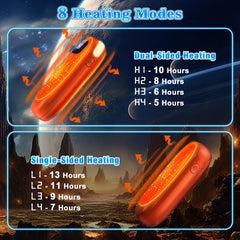 JMOSTRG hand warmers LED display close-up with battery and heat level