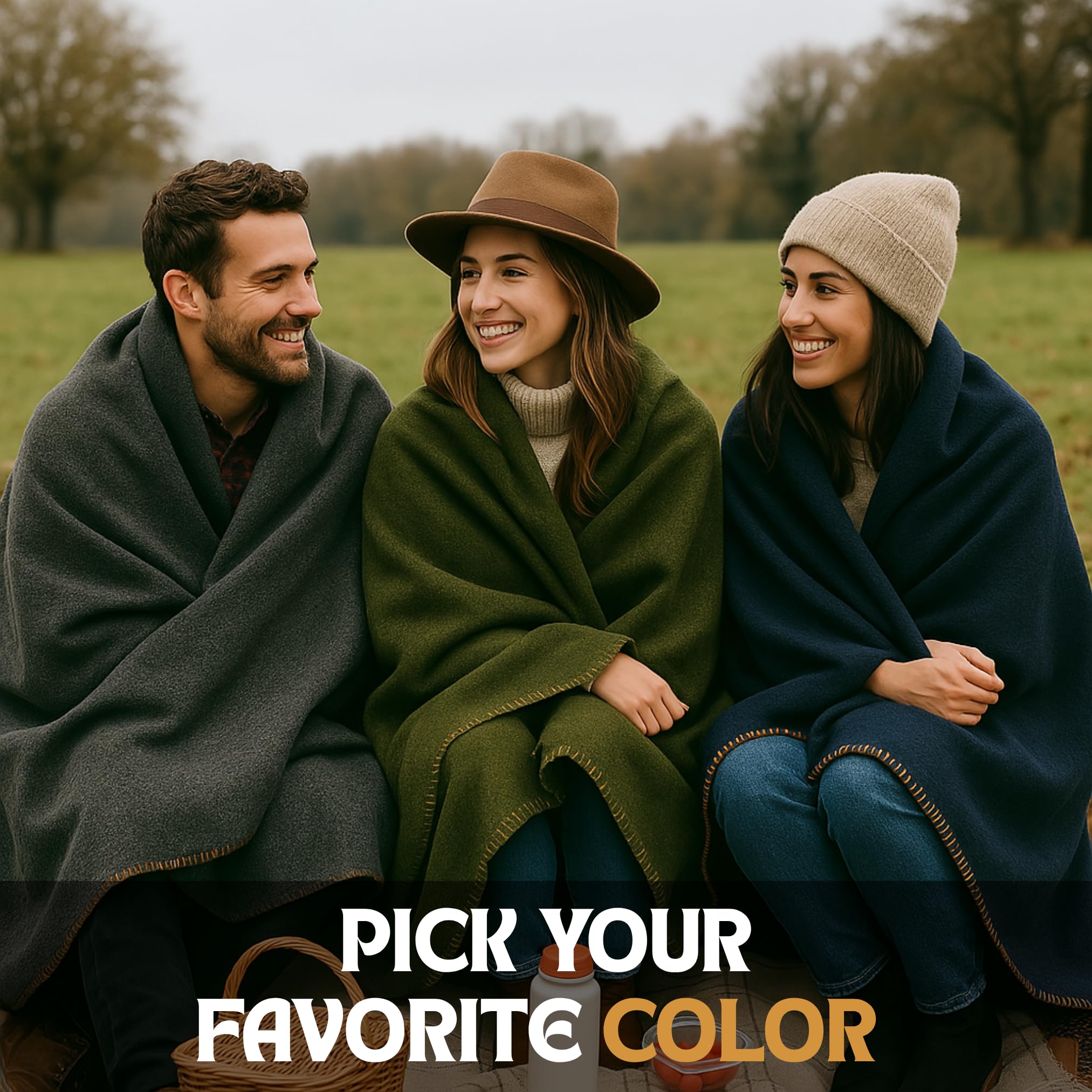 JMR USA Wool Camping Blanket in car emergency kit, ready.