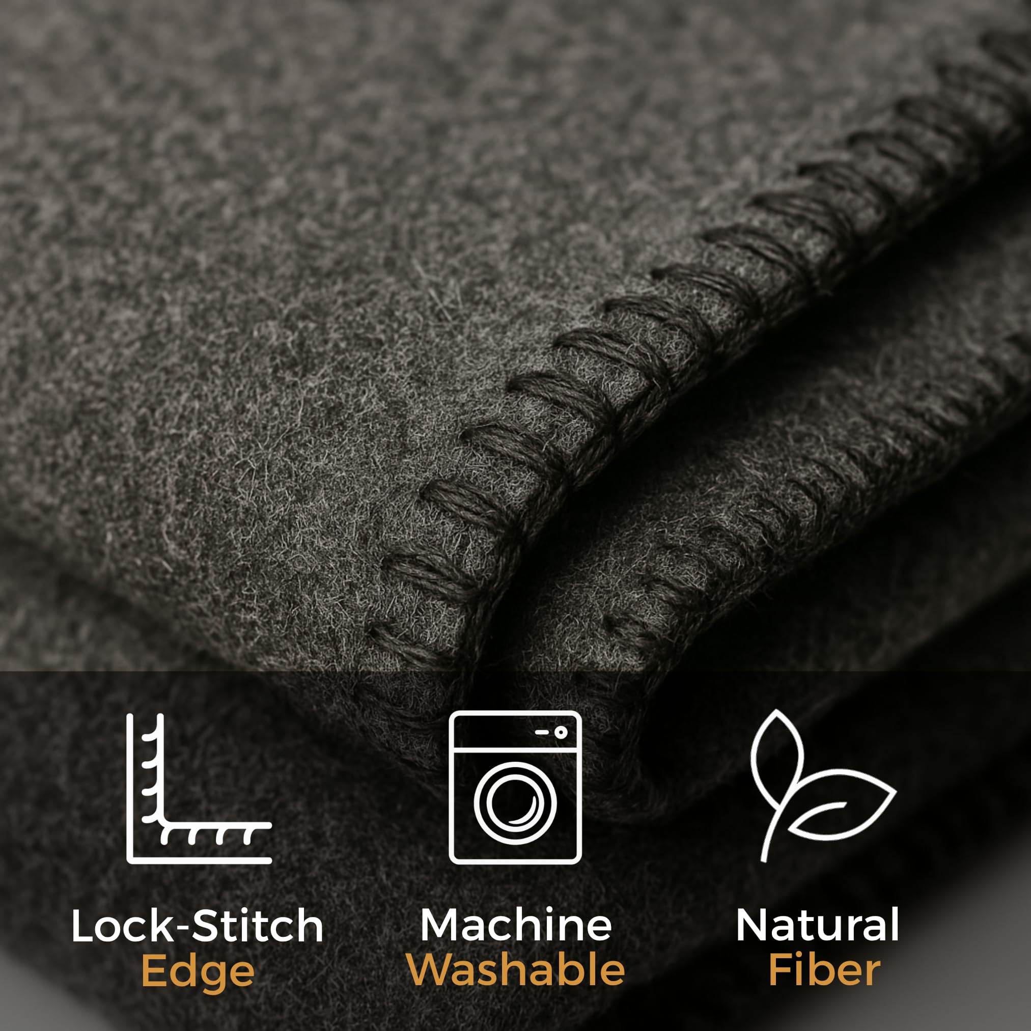 JMR USA Wool Camping Blanket reinforced stitch edge shows durability.
