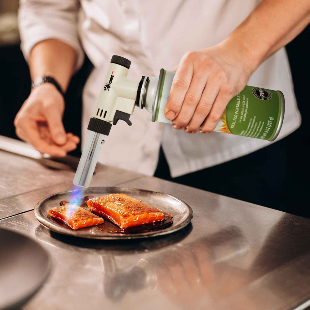Jo Chef camping stove setup ready fuel for outdoor meals.