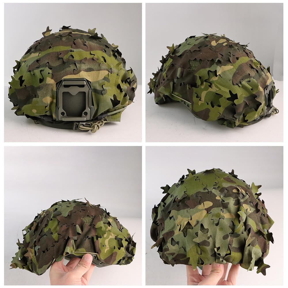 JOAXOR helmet cover in mesh camo front view emphasizes stealth and fit