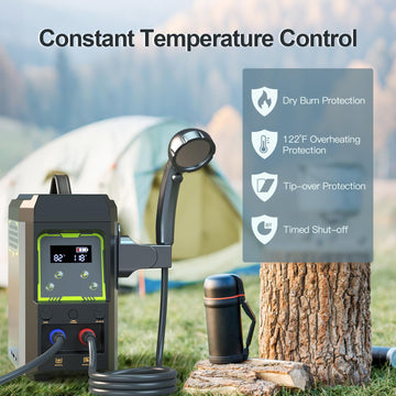 Jocoevol shower setup in outdoor campsite for convenient cleaning