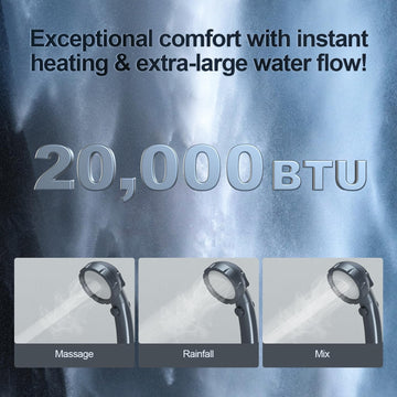 Jocoevol shower-head with three spray settings for versatile rinsing