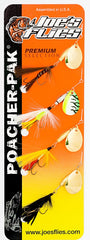Close-up of Joe's Flies spinner-fly patterns included in the 4-PC 1/4 oz assortment