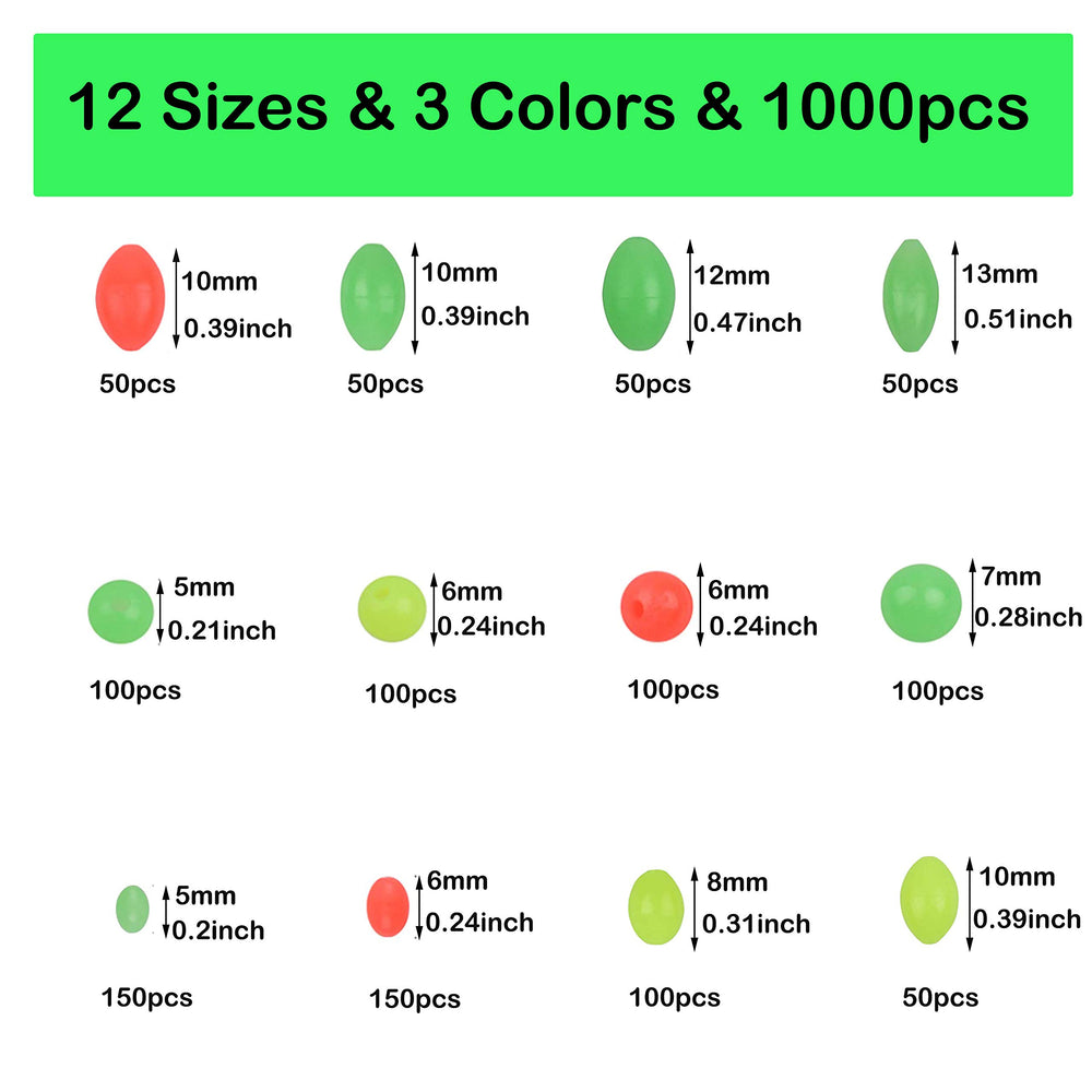Assorted color luminous fishing beads in three colors