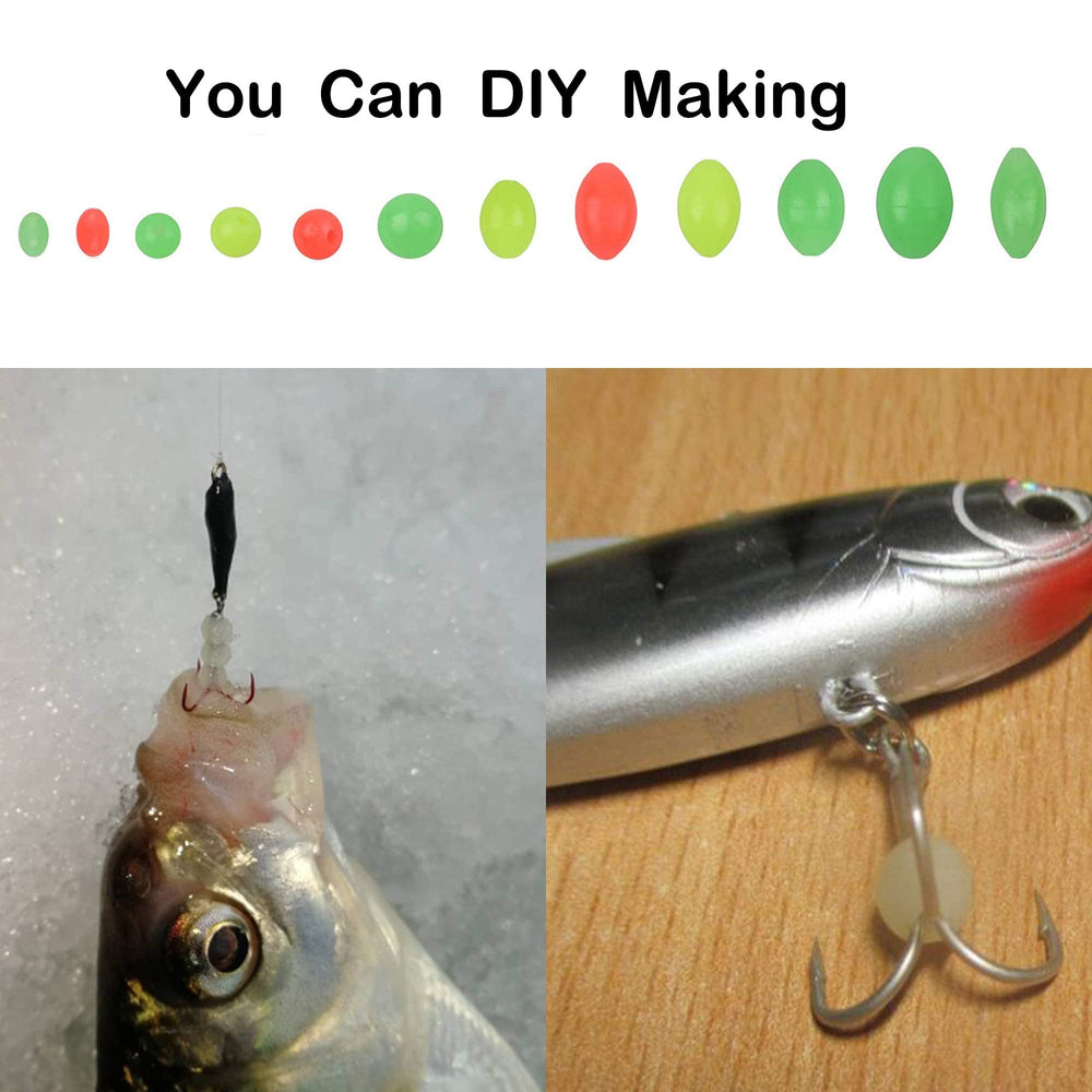 Fishing scene with luminous beads on trolling lures