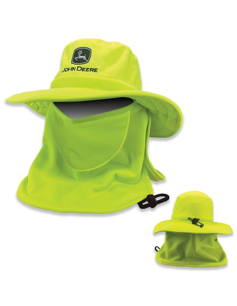 John Deere bucket hat with removable neck cover and mask offers sun shade and insect protection