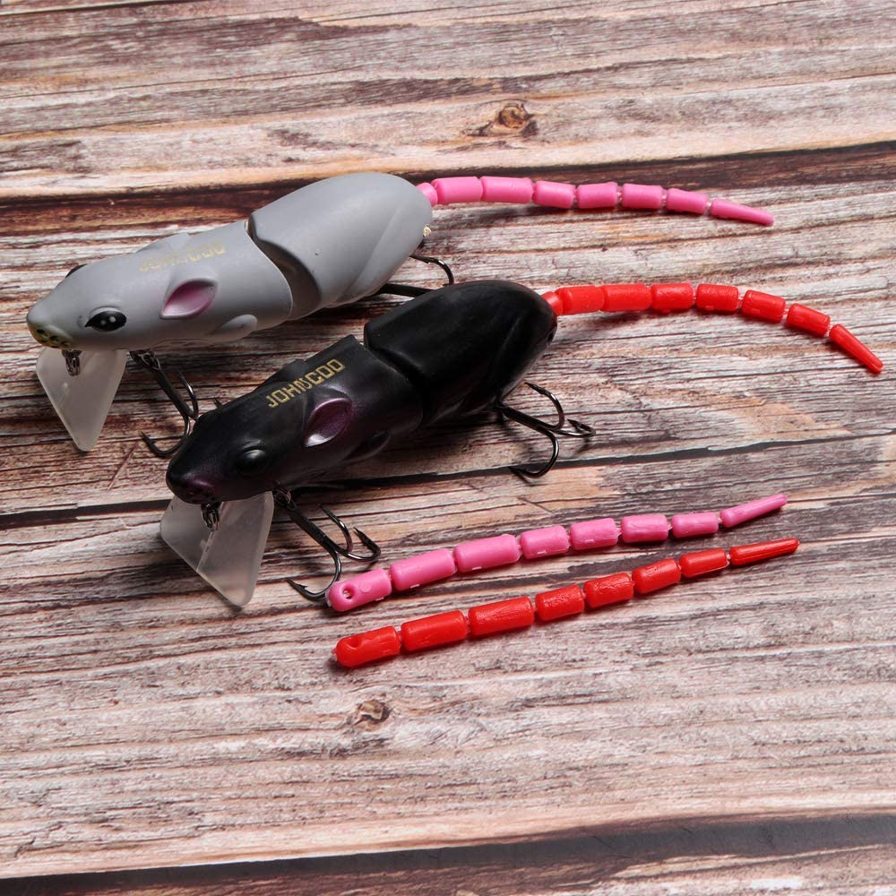 JOHNCOO swimbait mouse lure - 3D holographic eyes close-up