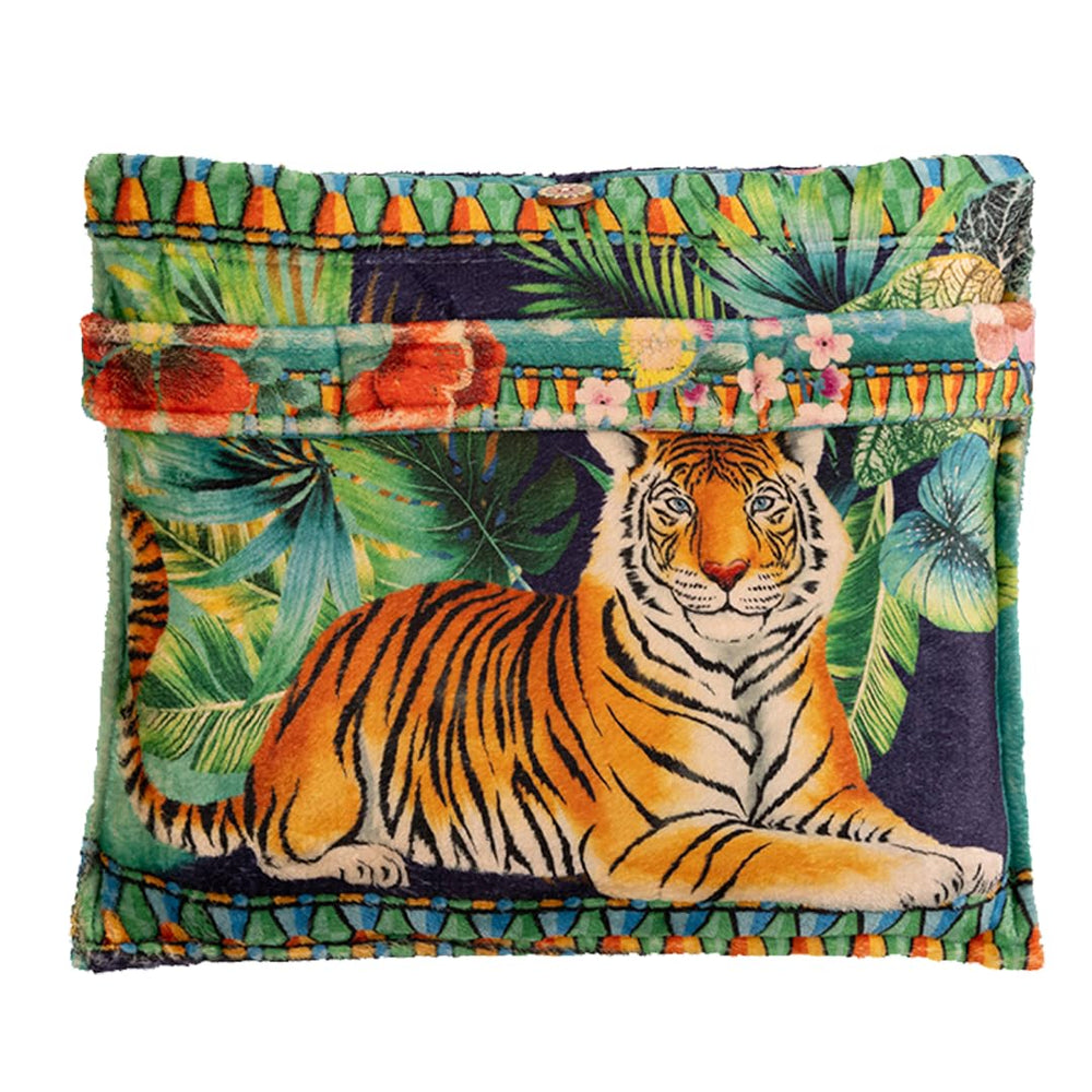 Johnny Was Tigres travel blanket in carry-on bag for easy warmth.