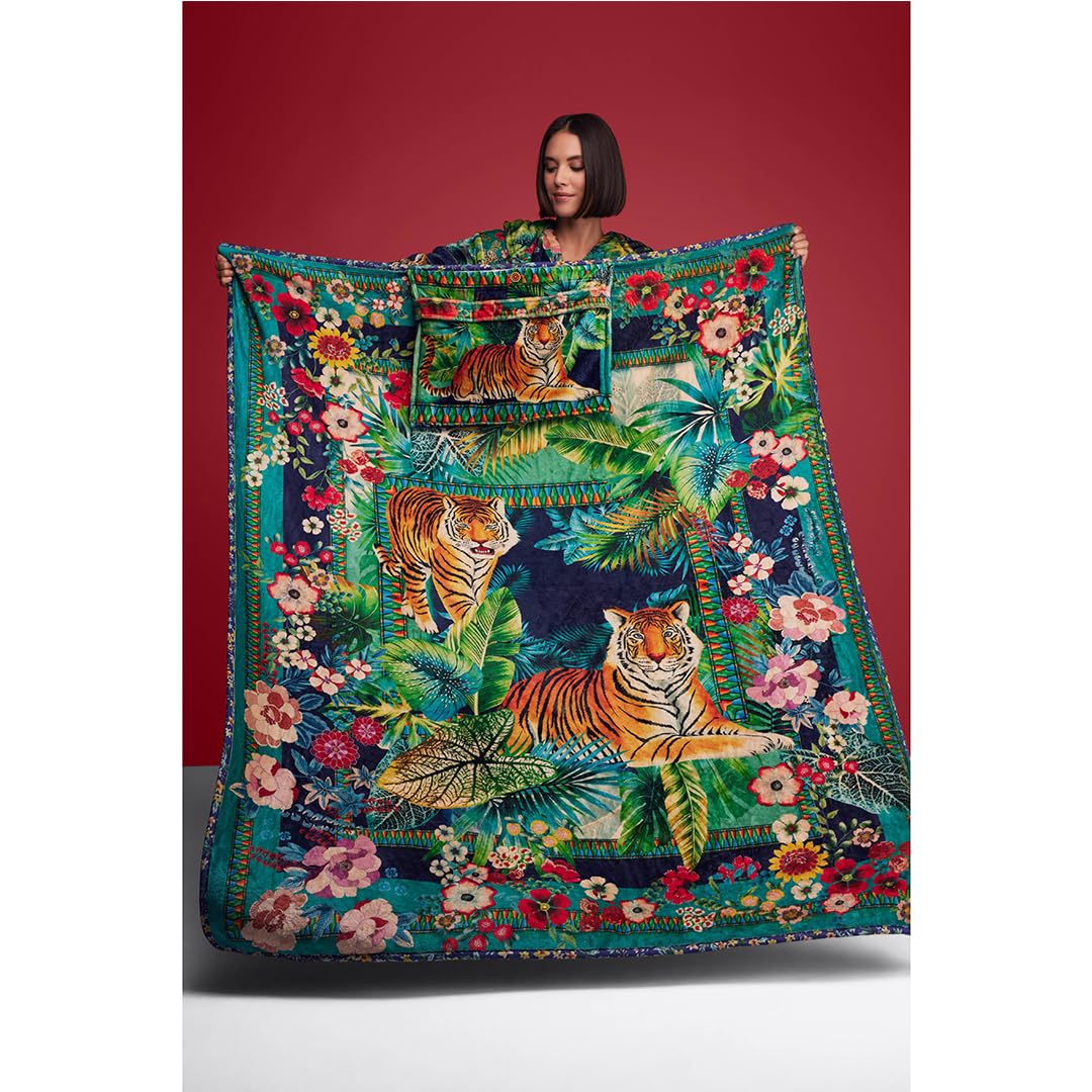 Johnny Was Tigres travel blanket pattern detail adds visual interest.