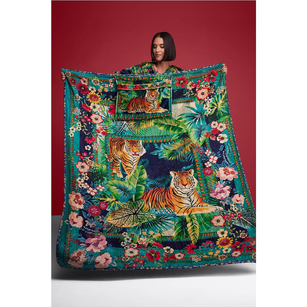 Johnny Was Tigres travel blanket pattern detail adds visual interest.