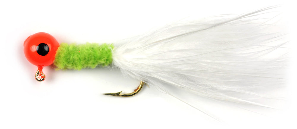 Johnson Beetle Bou feather lure close-up shows lifelike marabou action to attract panfish