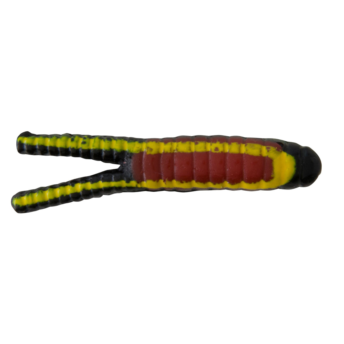 Johnson Beetle Spin nickel blade with black-yellow stripe and red belly for versatile pond fishing.