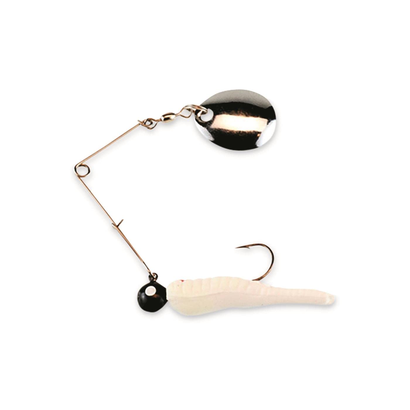 Beetle Spin nickel blade with white body and red dot, front view (1in / 3cm)