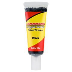 Johnson Crappie Buster Shad Scales attractant with reflective scales enhances shad scent lure for crappie.