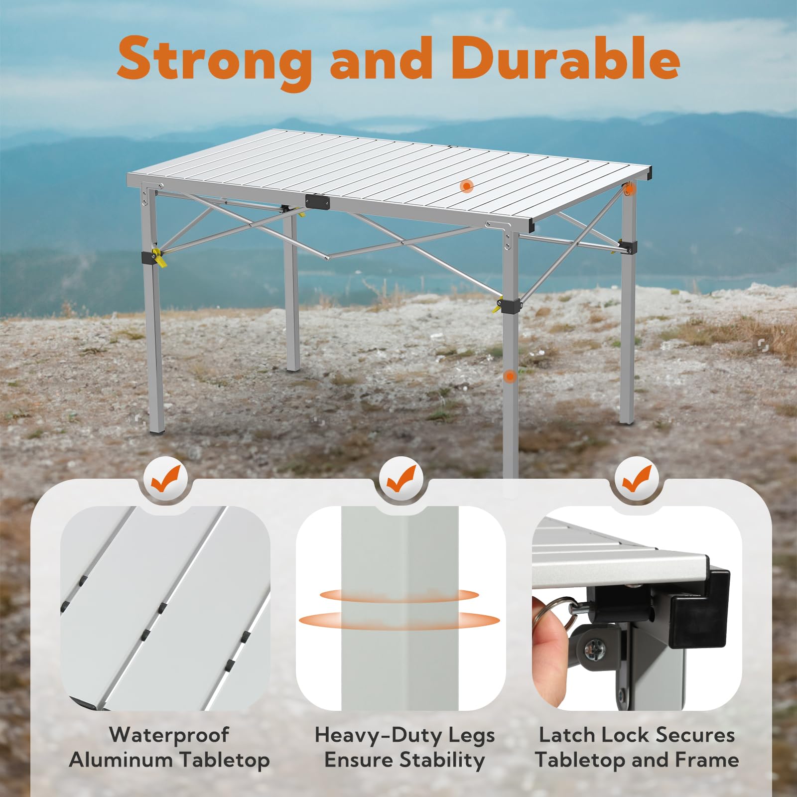Join Nature aluminum roll-up top close-up emphasizes fast cleanup.