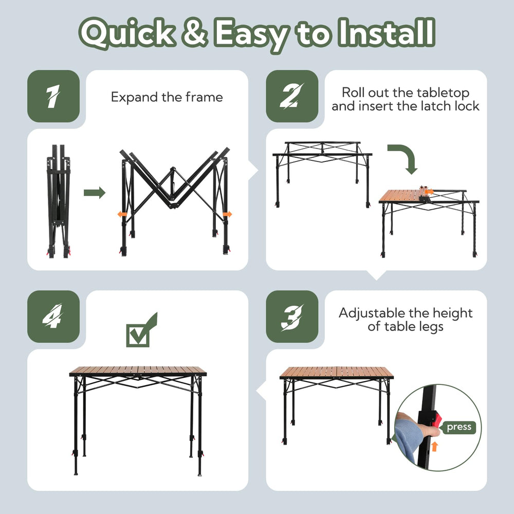 Join Nature camping table tool-free setup saves time at campsite.