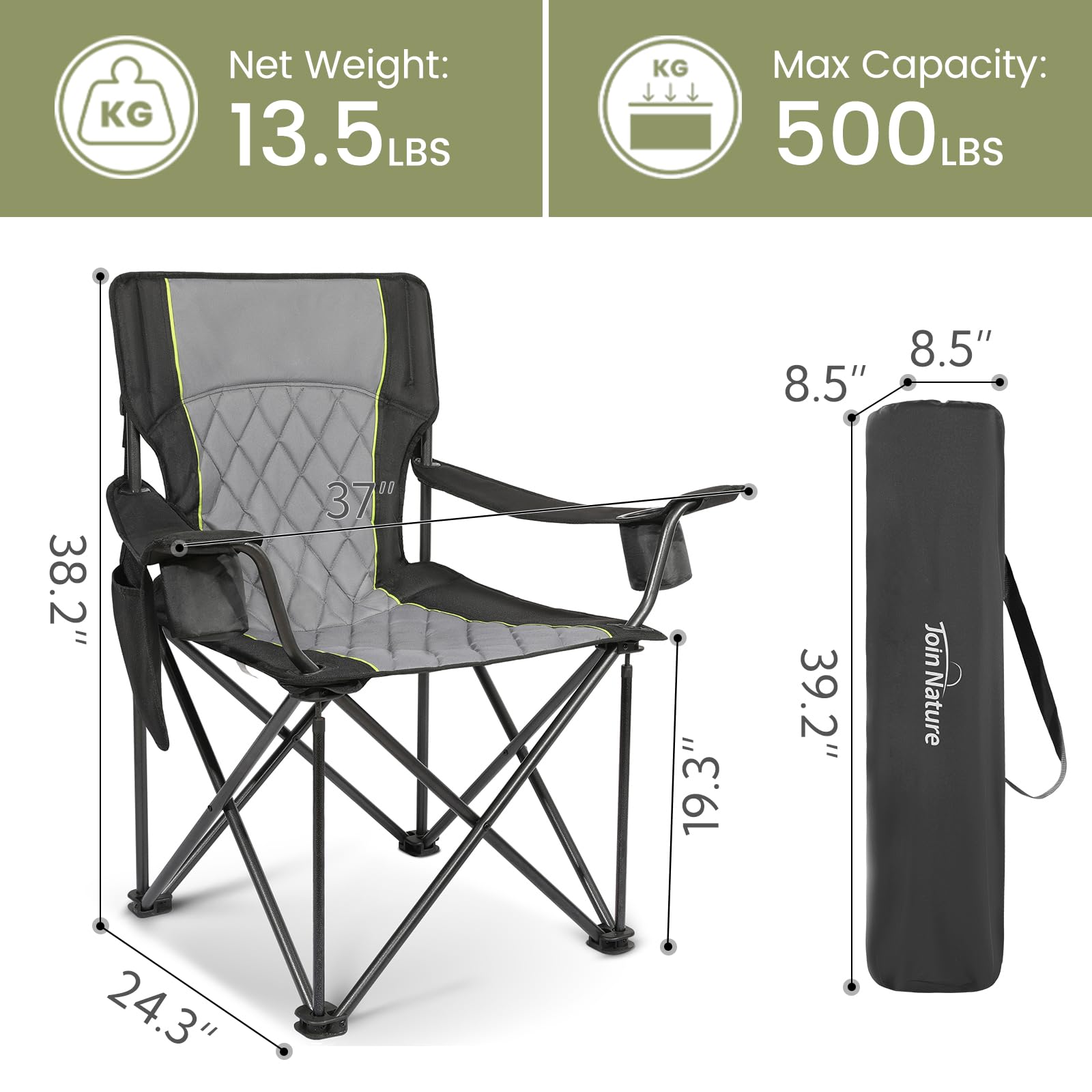 Join Nature chair reinforced frame supporting up to 500 lbs for versatile outdoor seating