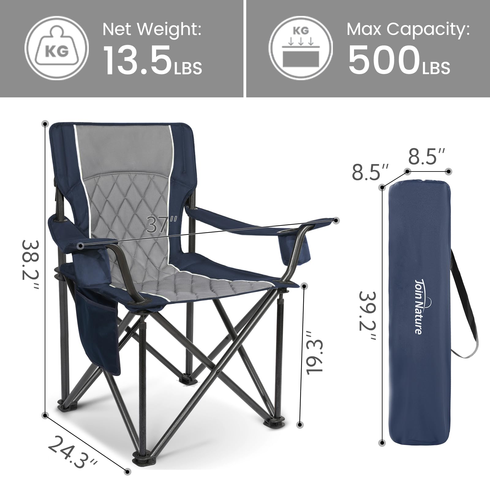 Join Nature chair cup holders highlight convenient drink access during picnics and tailgating
