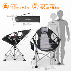 Join Nature Hammock Chair backrest adjustment highlights synchronized straps for comfortable reclining.