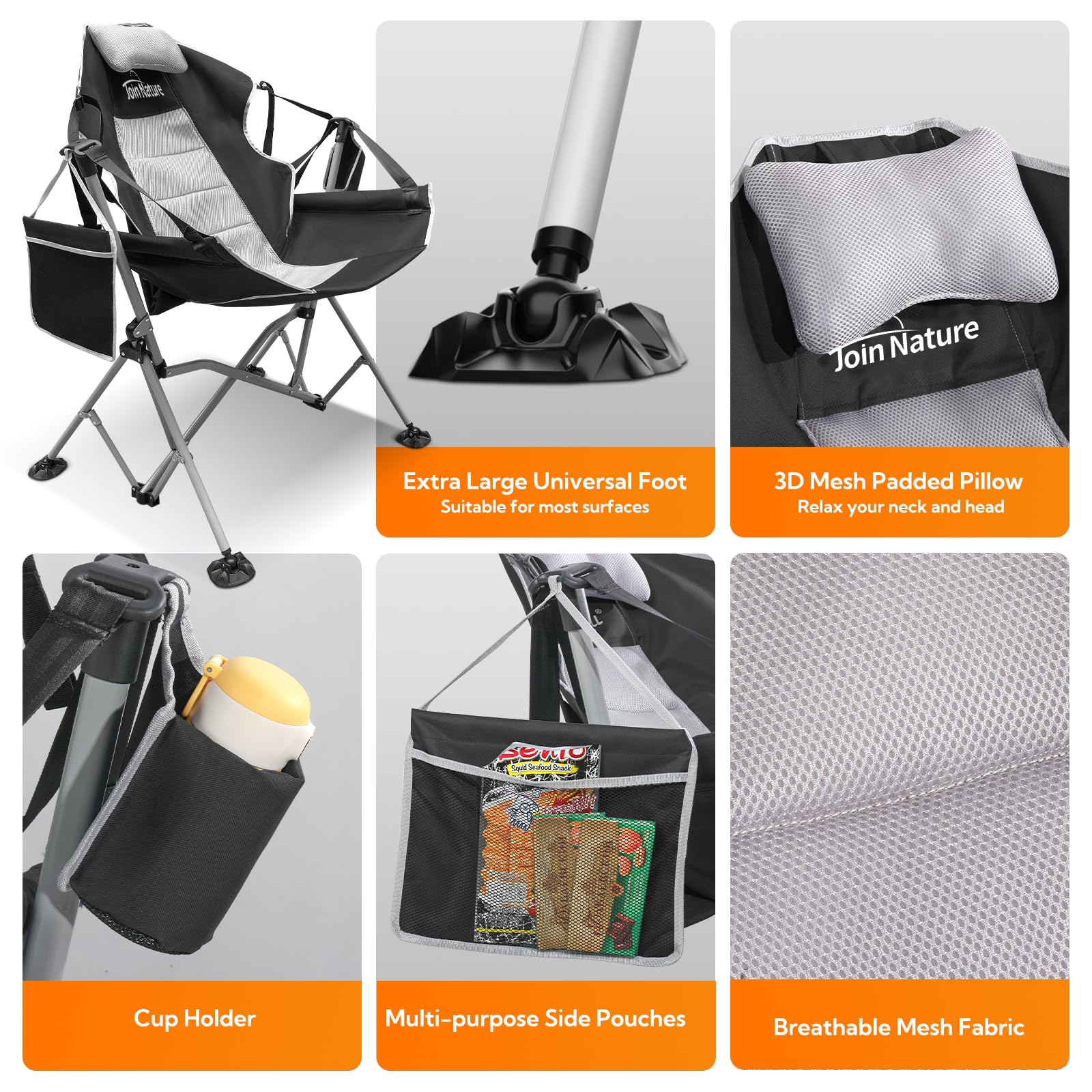 Join Nature Indoor/Outdoor swing chair offers versatile use at home or campsite.