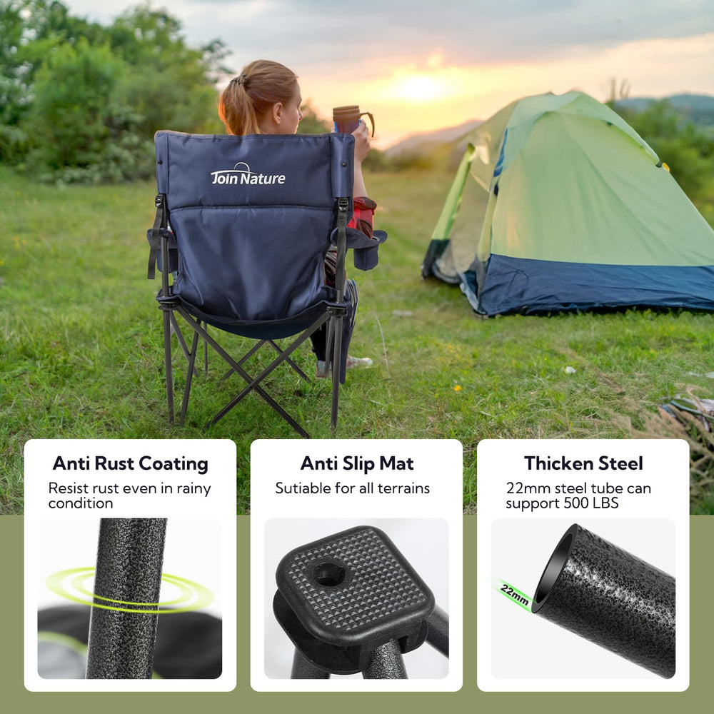 Join Nature heavy-duty steel frame emphasizes stable seating for heavy supplies and long sessions
