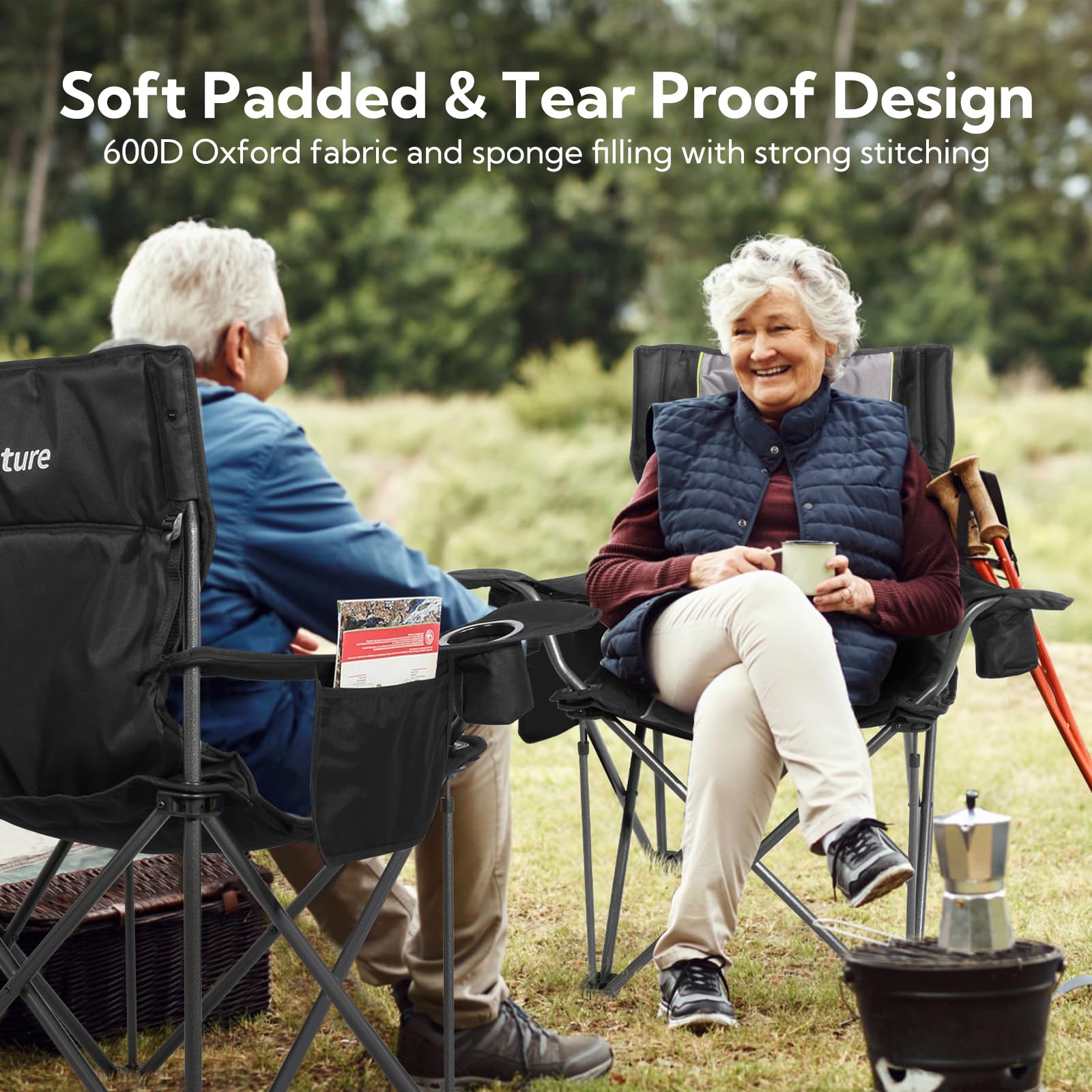 Join Nature chair's height-adjustable armrests and two cup holders for comfort