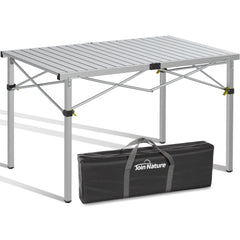 Join Nature large camping table side view shows sturdy legs for outdoor meals.