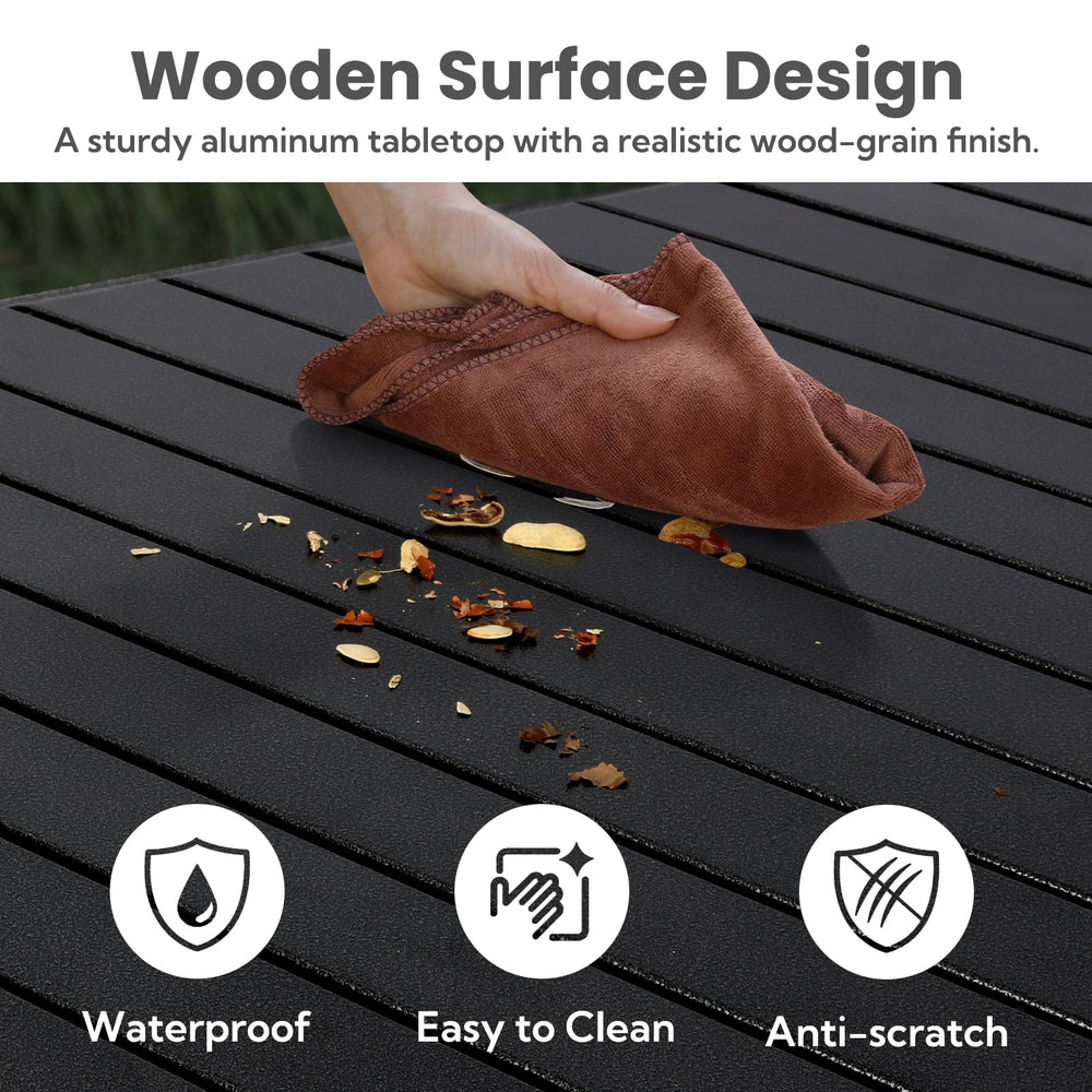 Join Nature 220-lb capacity table handles dishes and drinks confidently.