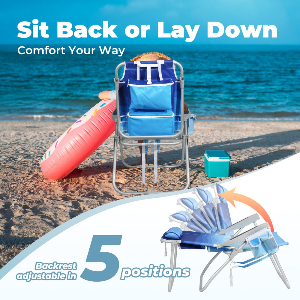 Join Nature Tall Beach Chair Wave Blue insulated cooler keeps beverages cold on the beach.