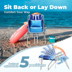 Join Nature Tall Beach Chair Wave Blue insulated cooler keeps beverages cold on the beach.