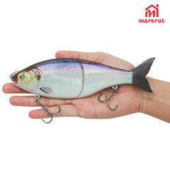Close-up of 3D lifelike color pattern on jointed lure