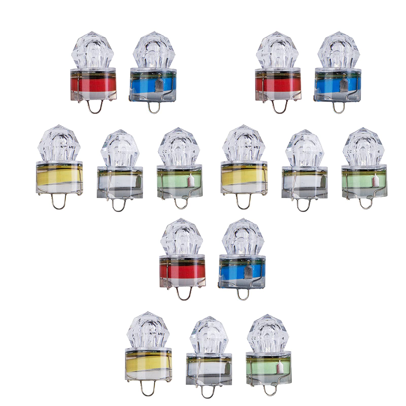 JOJOCY 15-pack Deep Drop LED Fishing Light Diamond Shape Underwater