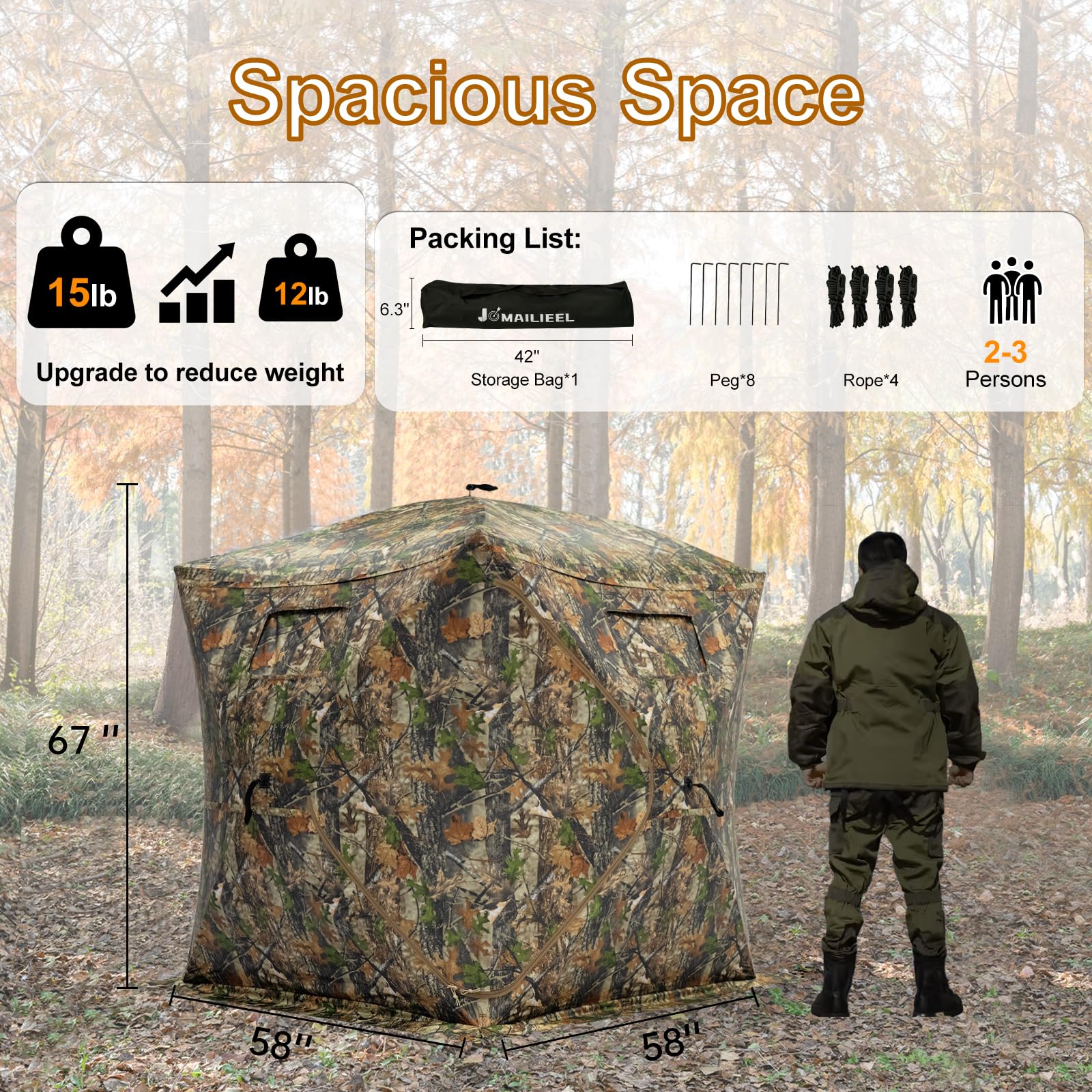 JOMAILIEEL portable carry bag simplifies transport and setup.