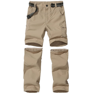 JOMLUN boys hiking pants side pocket detail for secure storage during outdoor trips.