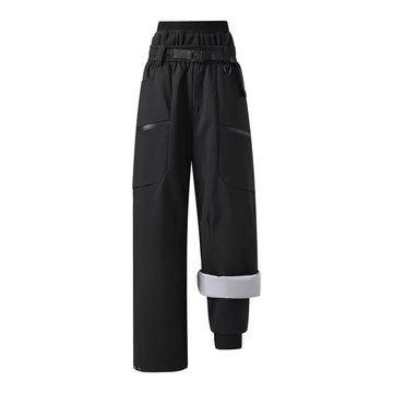 JOMLUN women's hiking pants fleece-lined closeup for warmth and versatility