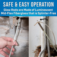 Jonard Tools glow-in-dark fiberglass rods aid navigation in low light.