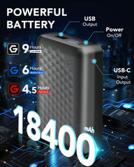 The joohoo heated jacket 18400mAh battery powers quick heat up and long use.