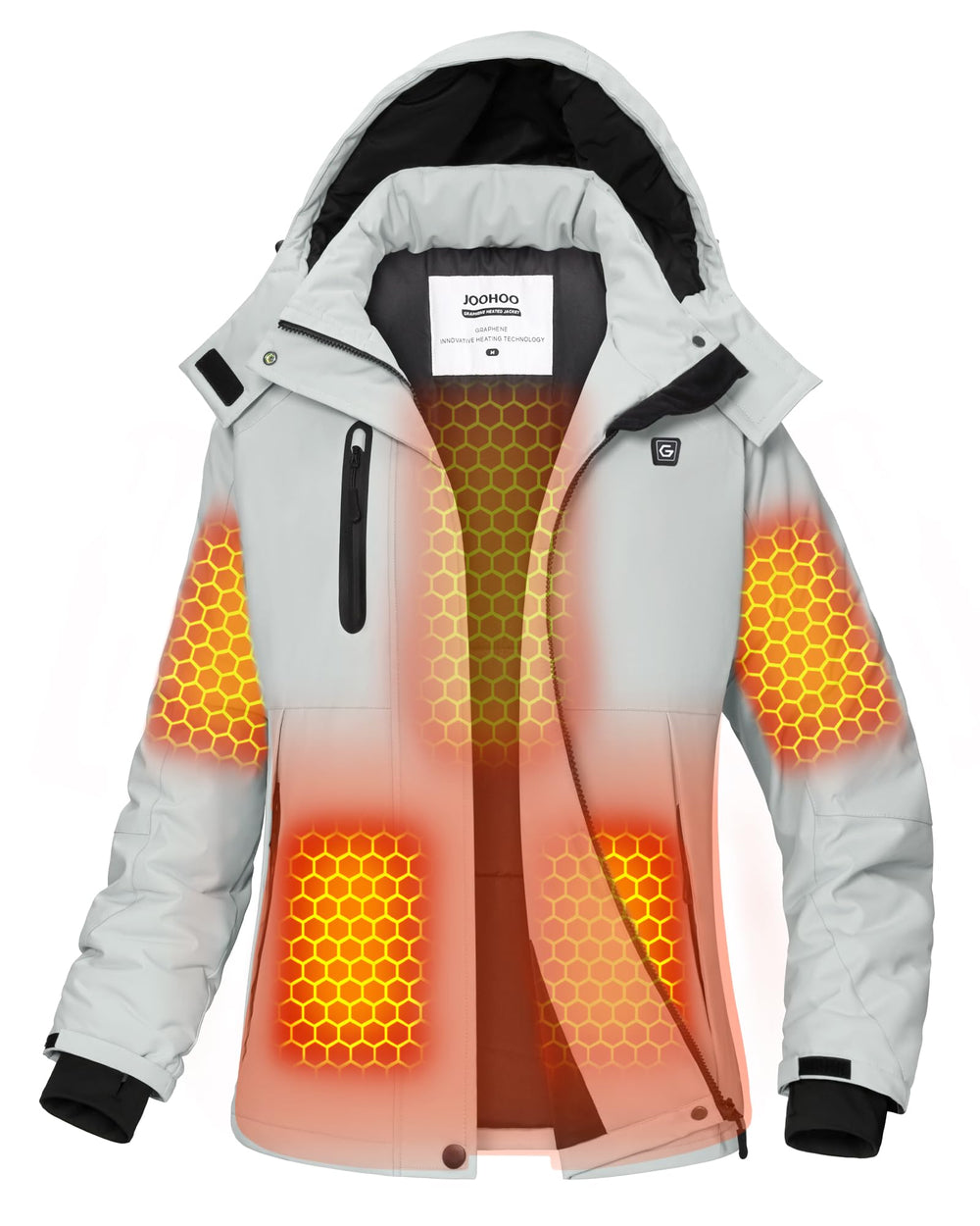 The joohoo heated jacket graphene heating area delivers core warmth for cold commutes.