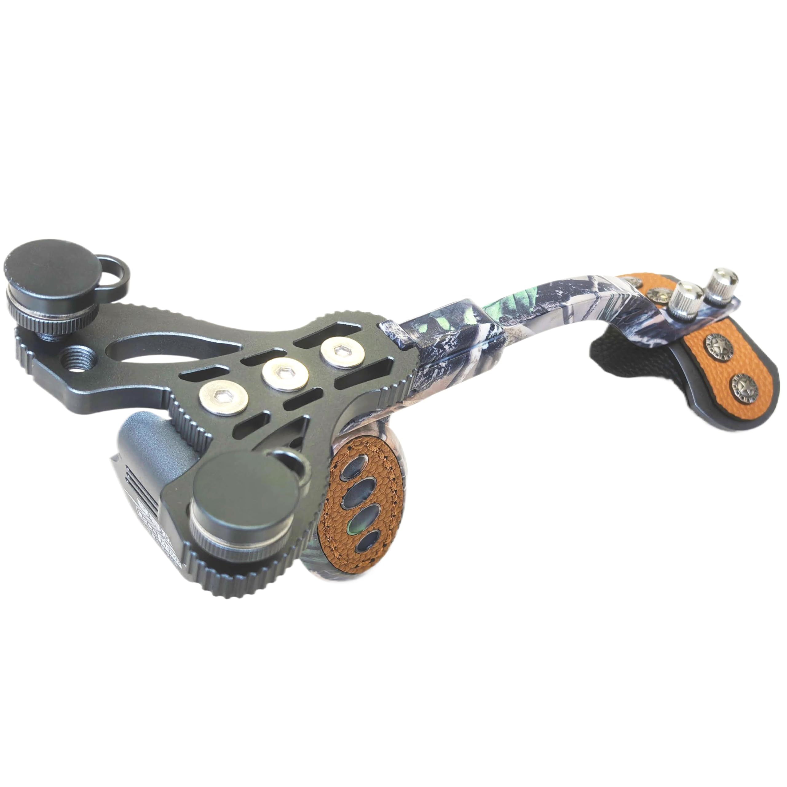 Joojeers heavy-duty hunting slingshot front view highlights rugged aluminum frame for field use.