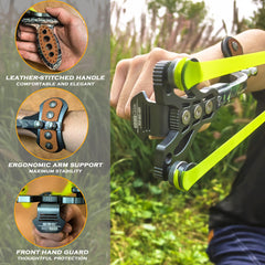 Joojeers wrist rocket arm-support close-up demonstrating ergonomic grip for steadier shots.