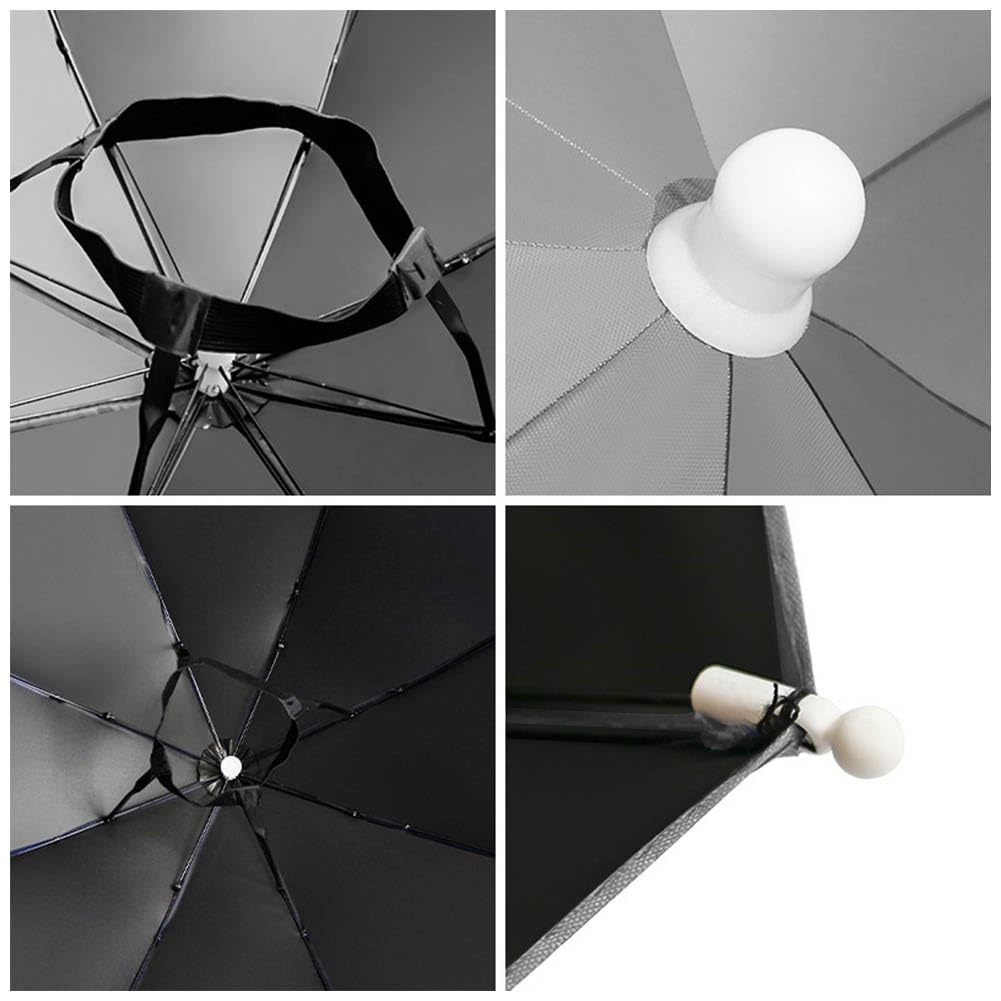 Front and side view of JOONOR umbrella hat with 8 ribs