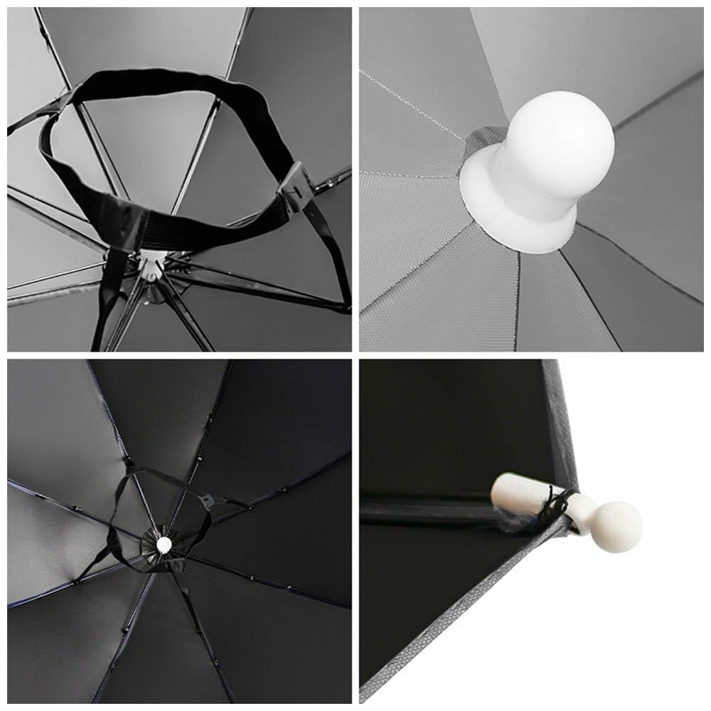 Front and side view of JOONOR umbrella hat with 8 ribs